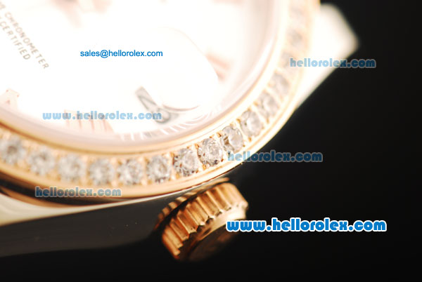 Rolex Datejust Automatic Movement White Dial with Diamond Bezel and Two Tone Strap-ETA Coating Case - Click Image to Close